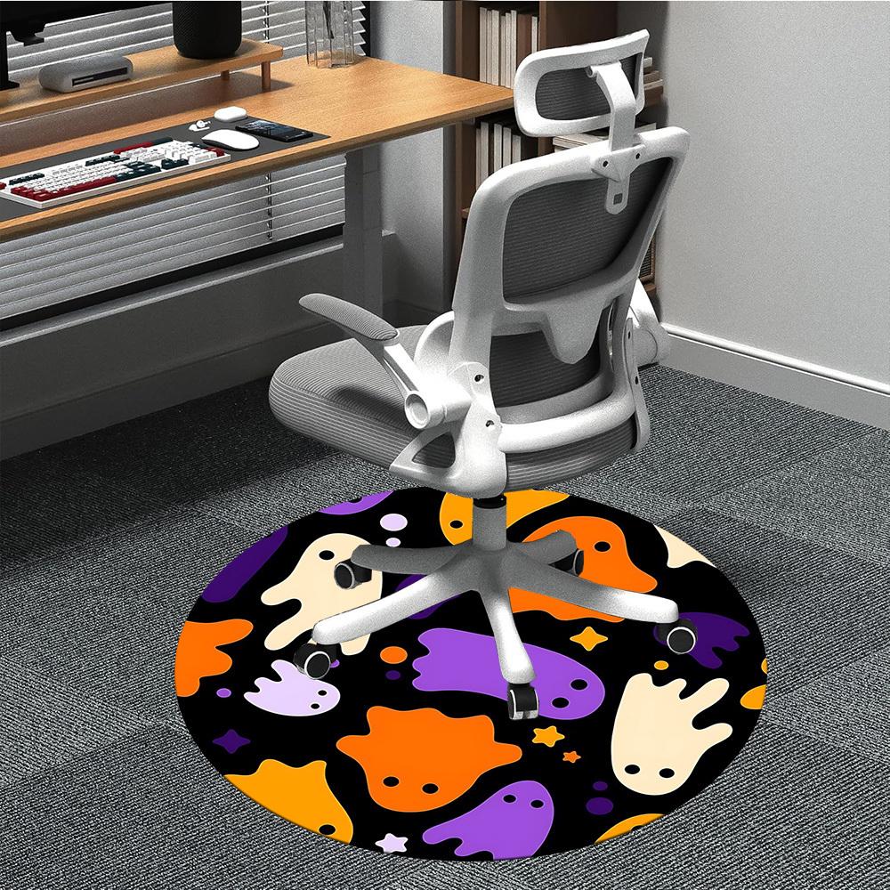 1pc Ghost Pattern Carpet, Round Non Slip Durable Large Size Office Carpet, Suitable for Office