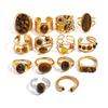 Uworld Fashion Brauner Steinring Oval Alpaka Ringe für Damen Verstellbare Stapelringe Damen Zirkon Geschenke für Sie