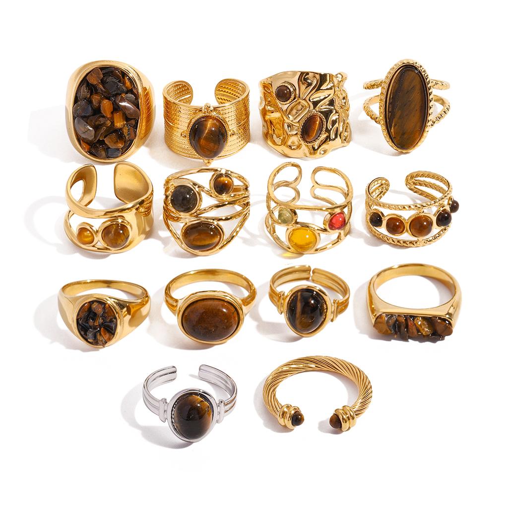 Uworld Μόδα Καφέ Πέτρα Δαχτυλίδι Οβάλ Δαχτυλίδια Αλπακά Για Γυναίκες Ρυθμιζόμενα Στοιβαζόμενα Δαχτυλίδια Κυριών Ζιργκόν Δώρα Για Εκείνη