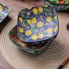 1PC Ceramic Tableware Bohemian Style Retro Home Tableware Creative Dim Sum Plate Fruit Plate Household Goods