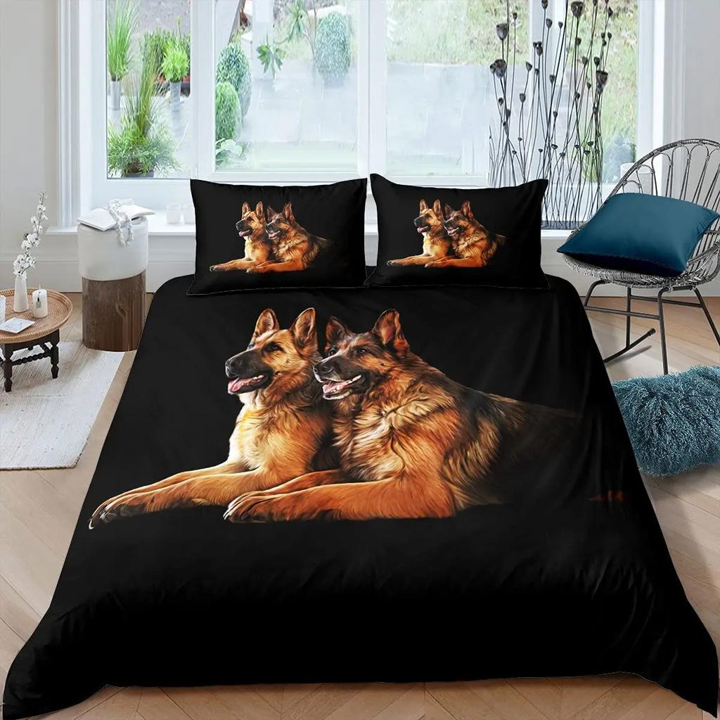 German Shepherd Duvet Cover Set 3D German Shepherd Puppy Print Bedding Set For Boys Girls Pet Animal Theme Comforter Cover