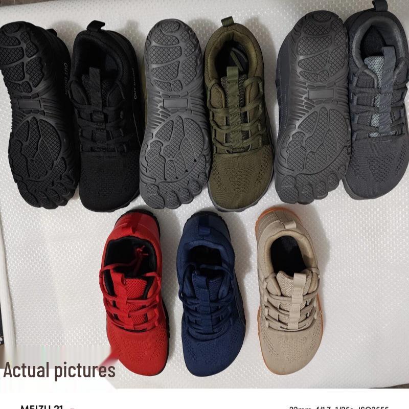 Scarpe da Escursionismo e Ciclismo da Uomo Antiscivolo a Cinque Dita con Punta Larga in Fly-Knit