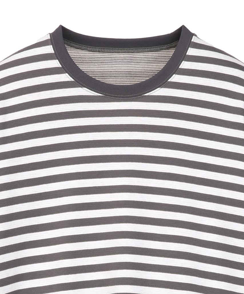IL CORSO Bold Reversible Striped Long Sleeve T-Shirt Gray