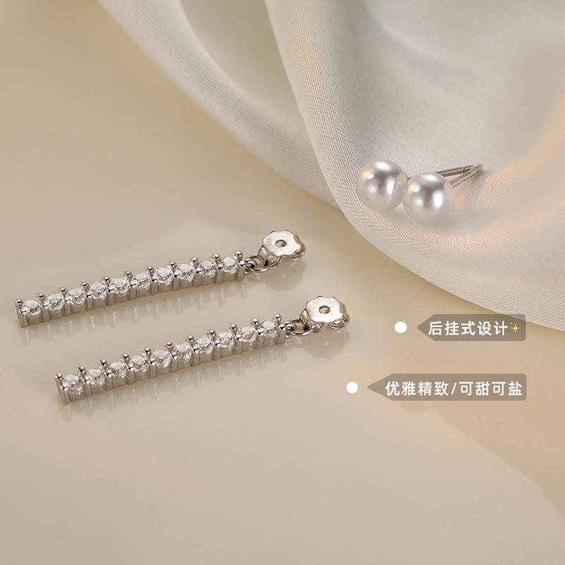 New 925 Silver Pearl Drop Earrings Elegant Zircon Jewelry Simple Charm Gift for Women Birthday Party Fine Accessories