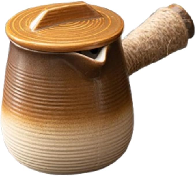 Ceramic Teapot, Side Handle, Heat Resistant, Large Capacity, White Clay, Suitable for Stovetop Use, Outdoor and Indoor Use, for Brewing Tea, Relaxing