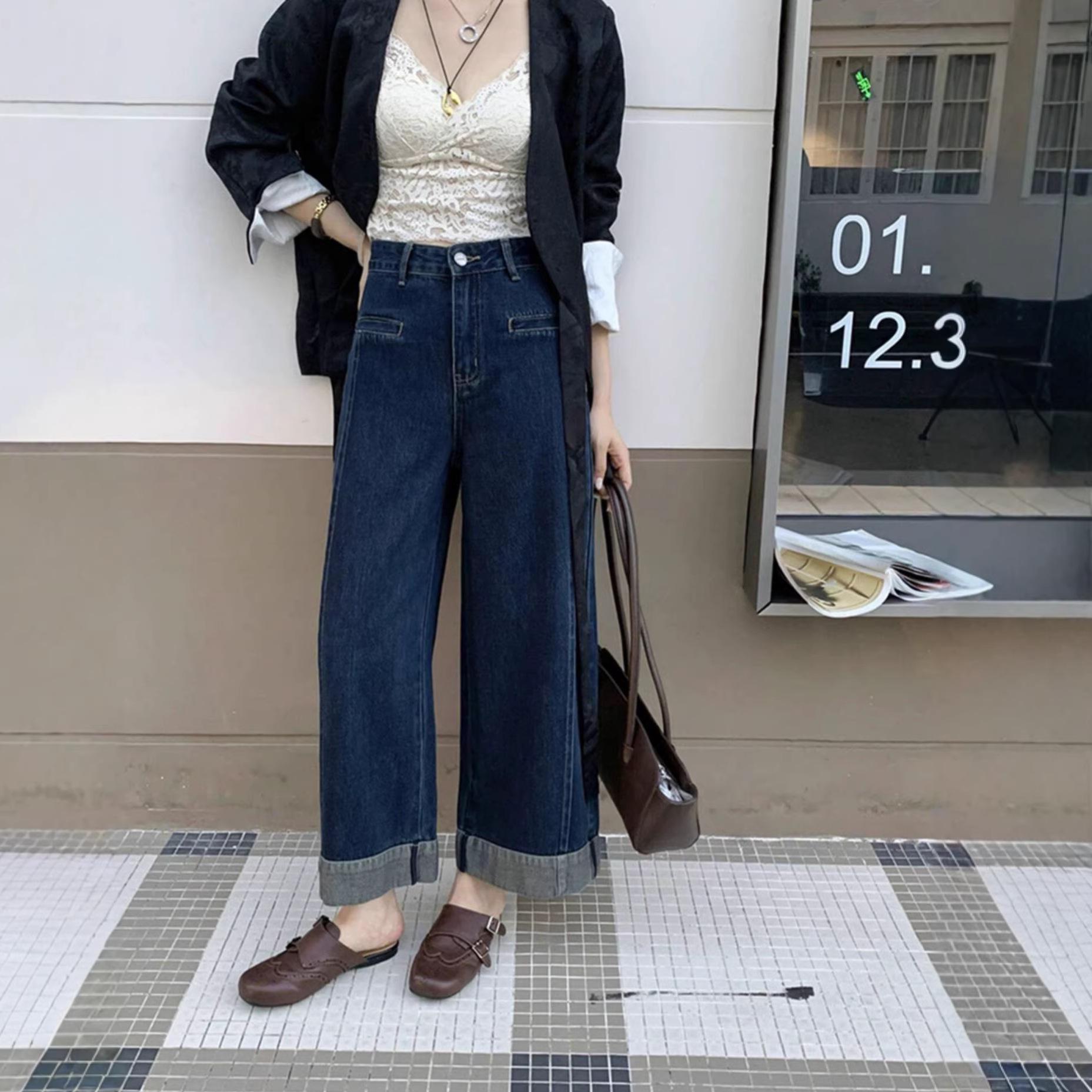 Plus Size Women s Retro High Waist Cropped Wide Leg Jeans XXL