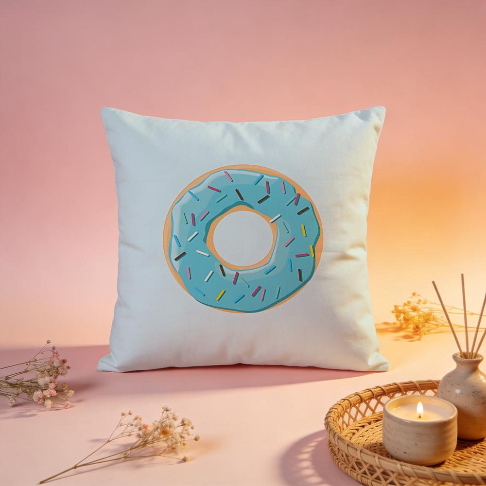 Sweet Donut Cartoon Print Cushion Cover Comfortable Durable Pillow Cover MultiScene for Home Office Car Sofa
