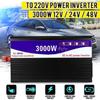 3000W Transformer Converter Pure Sine Wave Power Inverter+Double LCD Display Black