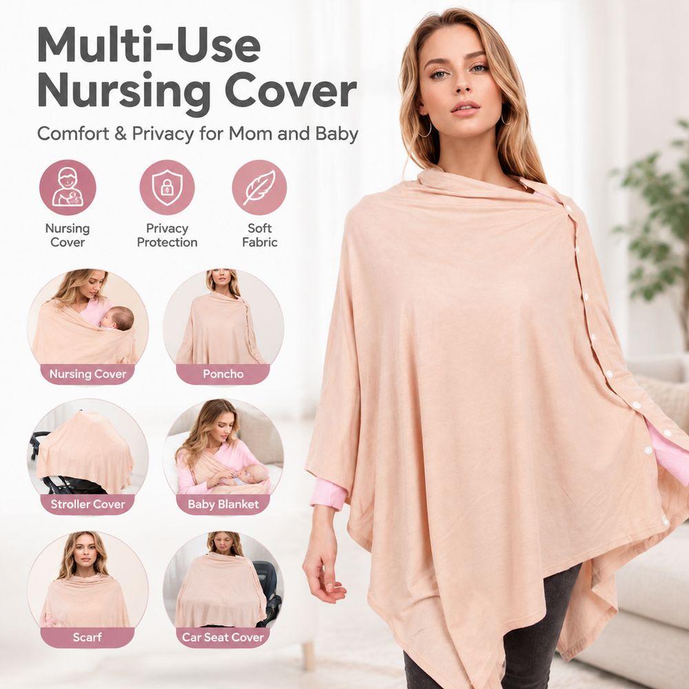 Button Closure Breastfeeding Poncho Breathable Baby Care Scarf Jeans Pants Decor Nursing Cover