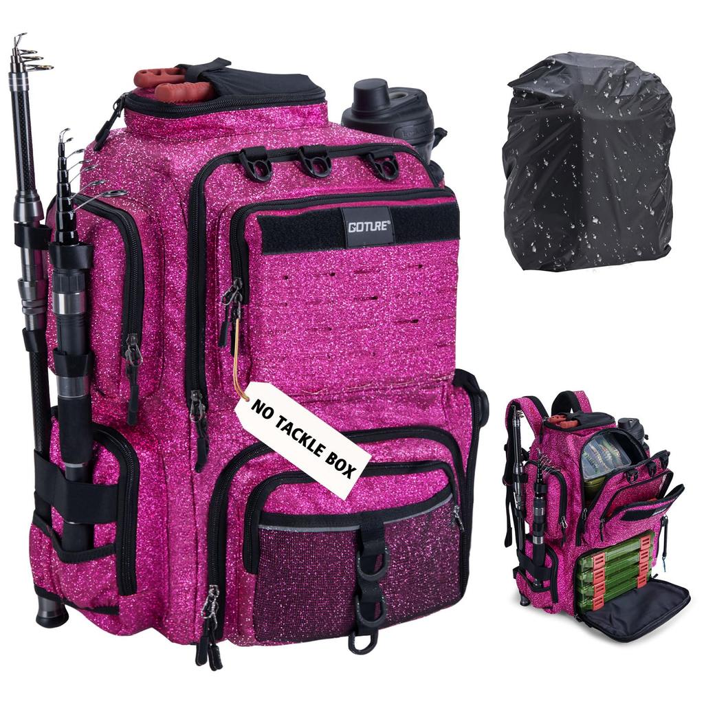 Goture Water-Resistant Fishing Backpack Lightweight Large Hiking Hunting Bag with Rod Holder Adjustable Tackle Storage Pack
