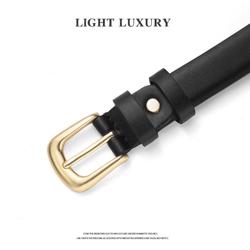 Women's Versatile Thin Leather Waist Belt with Square Pin Buckle - Fashionable Korean Style for Jeans