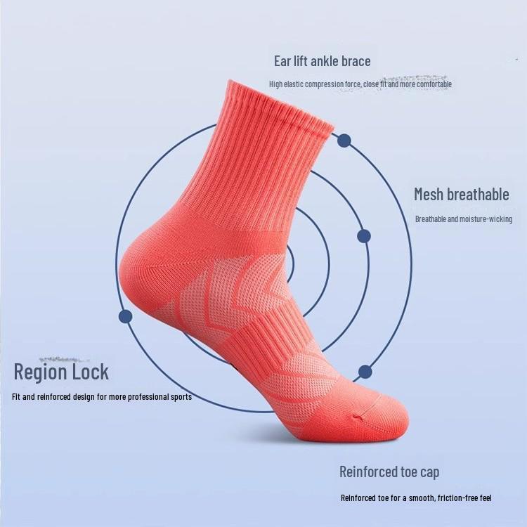 Unisex Breathable Mid-Tube Running, Basketball, and Badminton Socks for Spring and Summer.