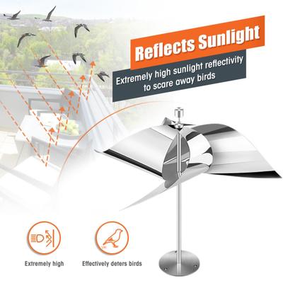 2 Pcs Reflective Bird Deterrent Pinwheel Stainless Steel Wind Powered Scare Devices Bird Repellent Wind Spinner for Gardens Patios And Roofs