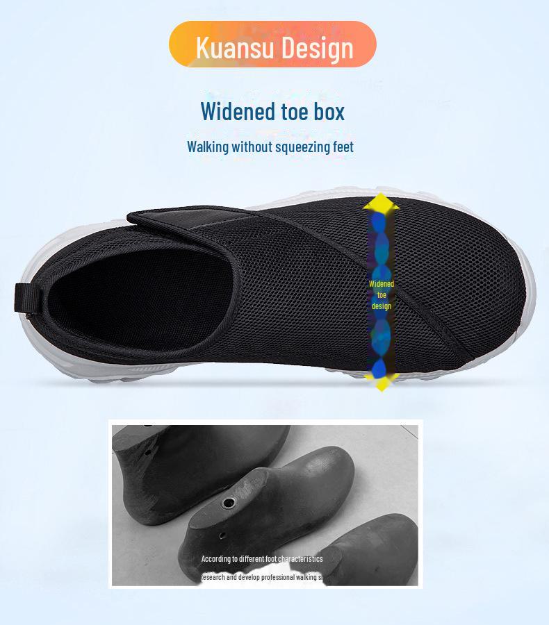 Große Sportschuhe mit Klettverschluss für breite oder geschwollene Füße – Laufschuhe mit weicher Sohle für Senioren, Männer und Frauen, Frühling/Sommer.