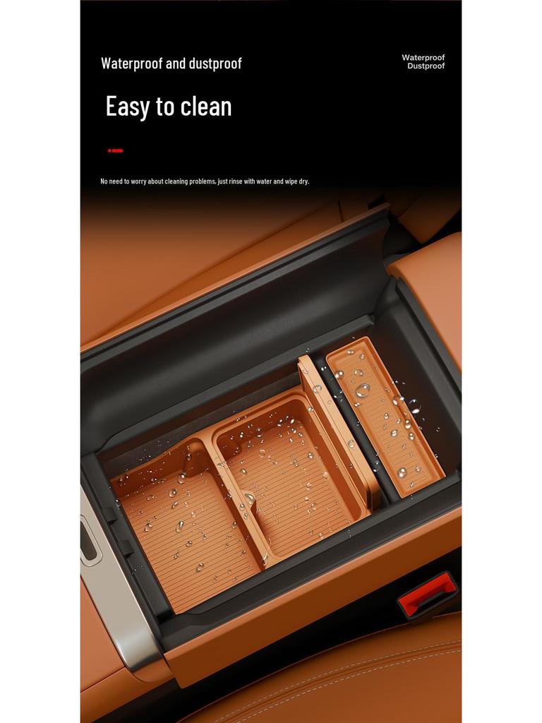 Dual-Layer Silicone Organizer with Mat for Yu7 Center Console Armrest Box