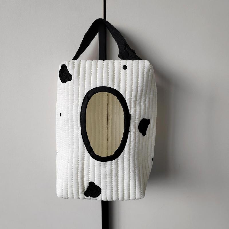 Portable Ins Simple Fabric Tissue Box Hanging Wet Wipes Case Storage Pouch Fit for Car Home Kitchen Use