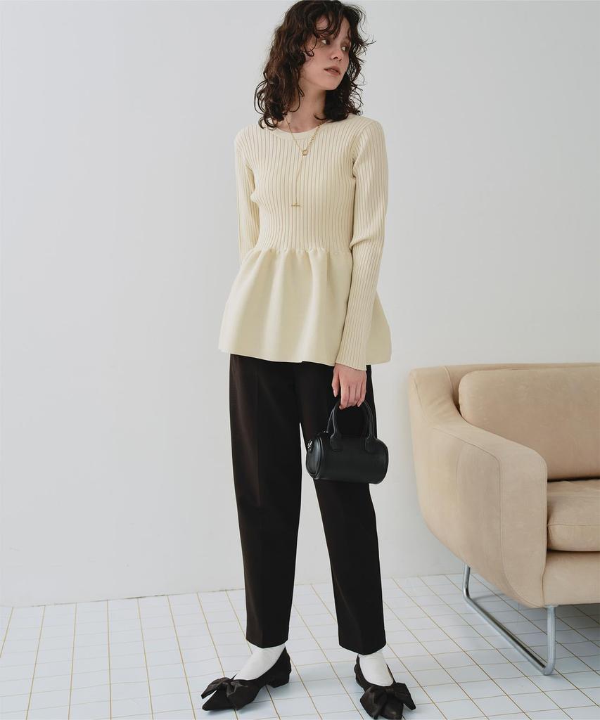 Titibait AFXP4187 Peplum Knit Size L Women's Two-Way Top, Ivory,