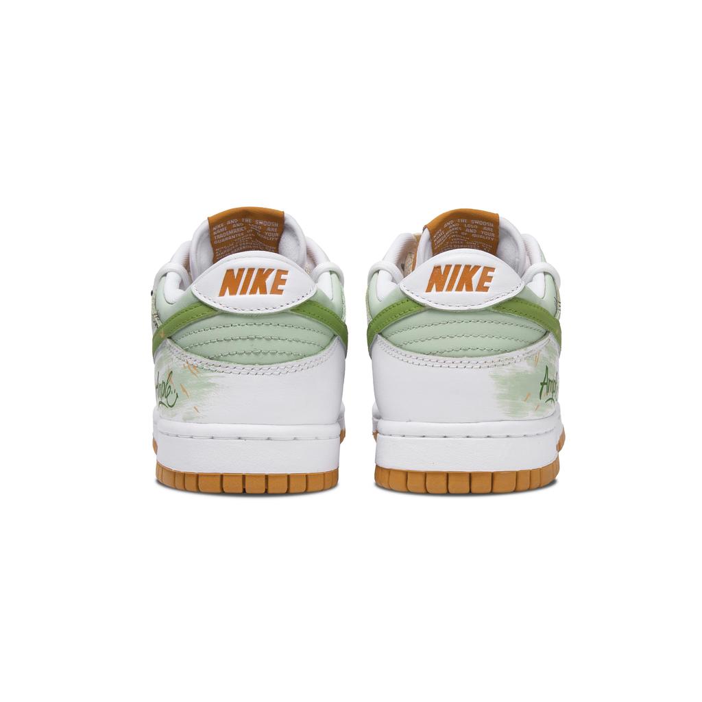 Nike Dunk Newborn Abrasion Resistant Abrasion Resistant Low Top Skateboard Shoes Unisex White Green Orange FQ6965-700(Team864-)