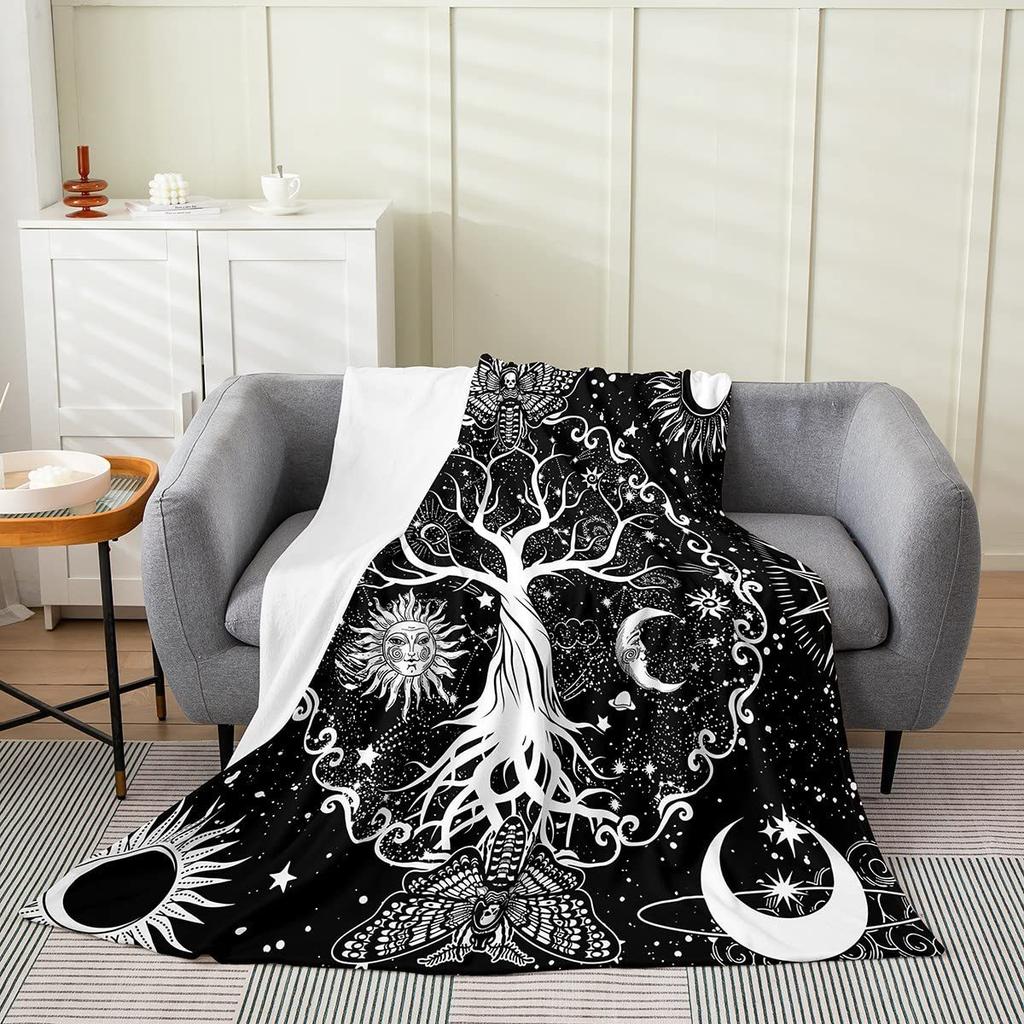 Colorful Life Tree Printed Blanket for Sofa Bed Travel Camping Living Room Office Conditioning Blanket for All Seasons Gifts