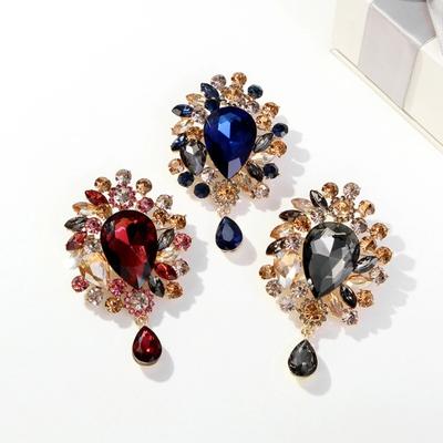 Faux Crystal Brooch Shiny Rhinestone Inlay Brooch Pin Women Trend Elegant Party Jewelry Accessory Wedding Anniversary Gift