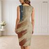 Women Plus Size V Neck Sleeveless American Flag Printed Bodycon Midi Dress