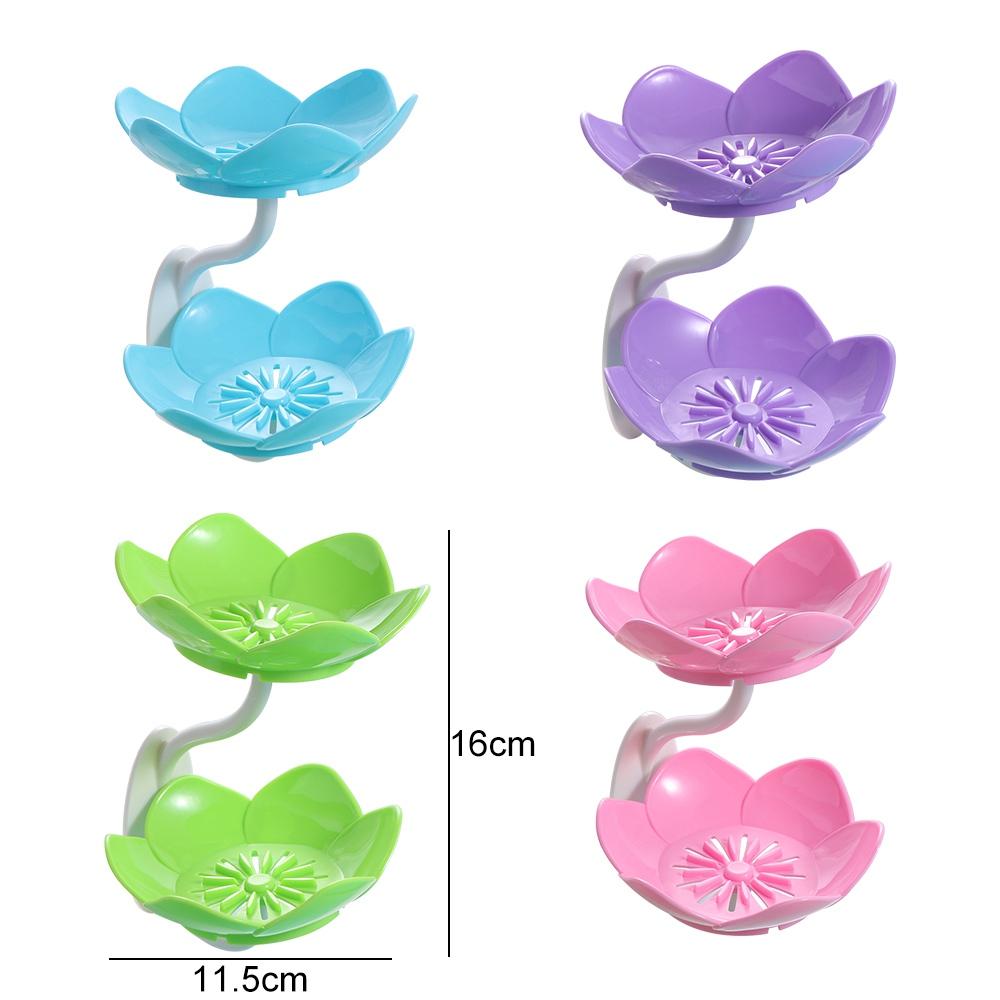 Flower Shape Double Layer Soap Holder Wall Mounted Water Draining Soap Dish Towel Hook