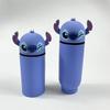 MINISO Kawaii Stitch Silicone Retractable Pencil Case Fashion Upright Pen Container Cartoon Pen Box Student Stationery Supplies