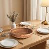 Rundes Serviertablett aus Rattan für Dinnerpartys und Dekoration, Obstkorb aus Rattan, Obstteller für den Couchtisch