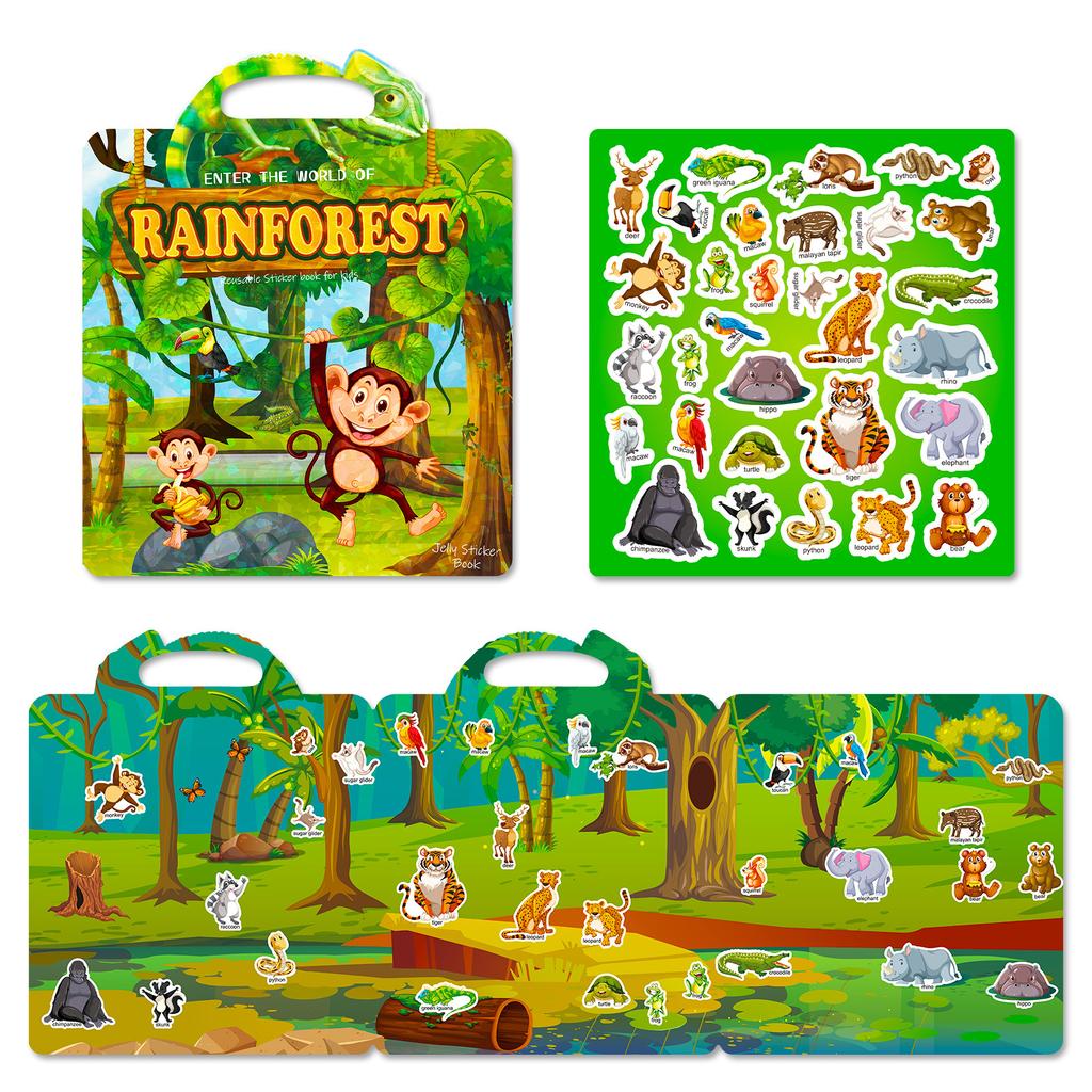 DIY Children's Handheld Jelly Sticker Book Can Be Repeatedly Pasted Focusing Puzzle Cultivation Scene Early Education Book