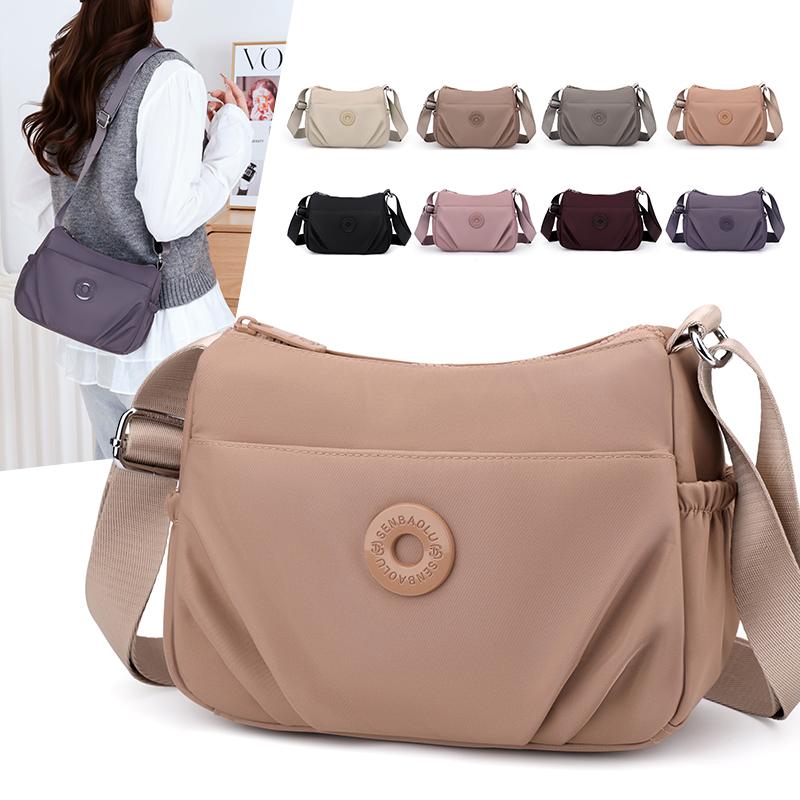 Women's Bag Multi-Pocket Shoulder Bag Lightweight Nylon Crossbody Bag