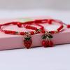 Set of 2 Adjustable Chain Bracelets Stylish Strawberry/Cherry Bracelets Eye Catching Hand Rope for Daily Wear Parties
