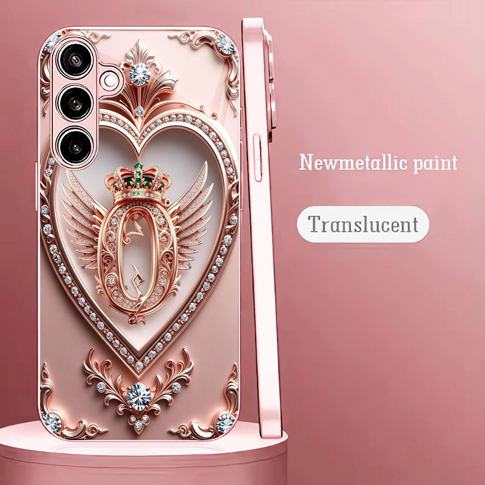 Gloss Luxury Ornate Heart Fashion phone case s26 ultra case glass for Samsung Galaxy S26 S25 S24 S23 S22 FE Ultra Plus