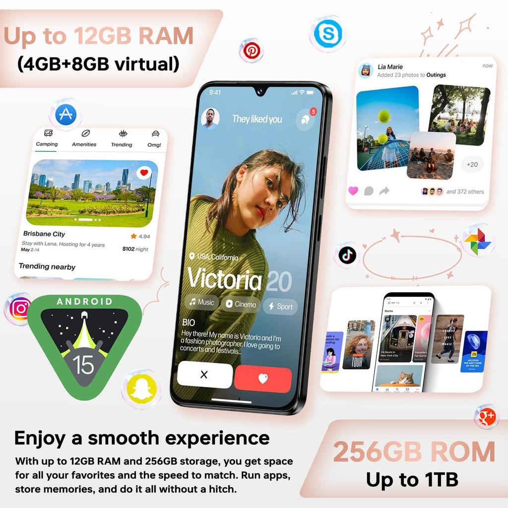 CUBOT A40 Smartphone Android 15, 12GB+256GB/1TB, 6.88" HD+ 120Hz Display, 48MP Camera, 5100mAh, 4G Dual SIM/Face ID/OTG/NFC/GPS/Dual Speakers