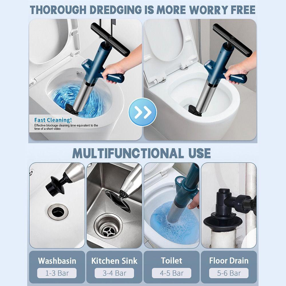 High Pressure Toilet Cleaning Tool Pneumatic Sewer Pipe Unblocker Dredge Clog Remover  Kitchen Sink
