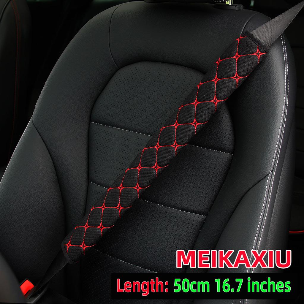 1 Embroidered Fabric Breathable Truck Car Seat Belt Safety Belt Shoulder Protector 50cm16.7 Inch Car Interior Supplies Black