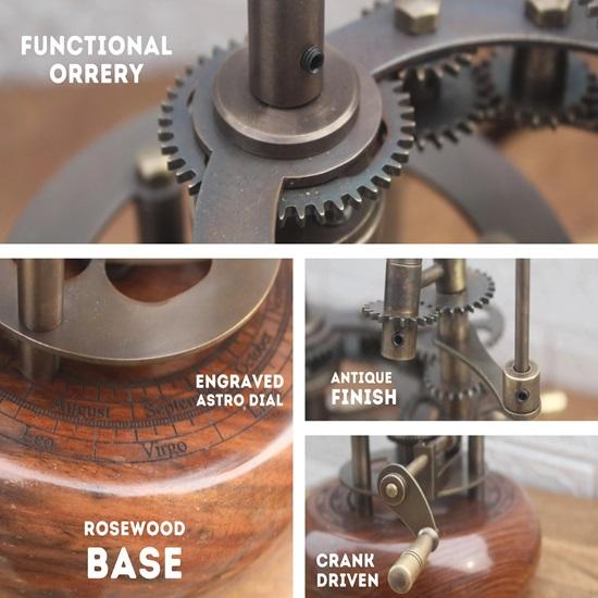 25.4 Cm Orrery Solar System Model A Perfect Valentine Gift and a Luxury Home Decor Made With Hardwood and Brass