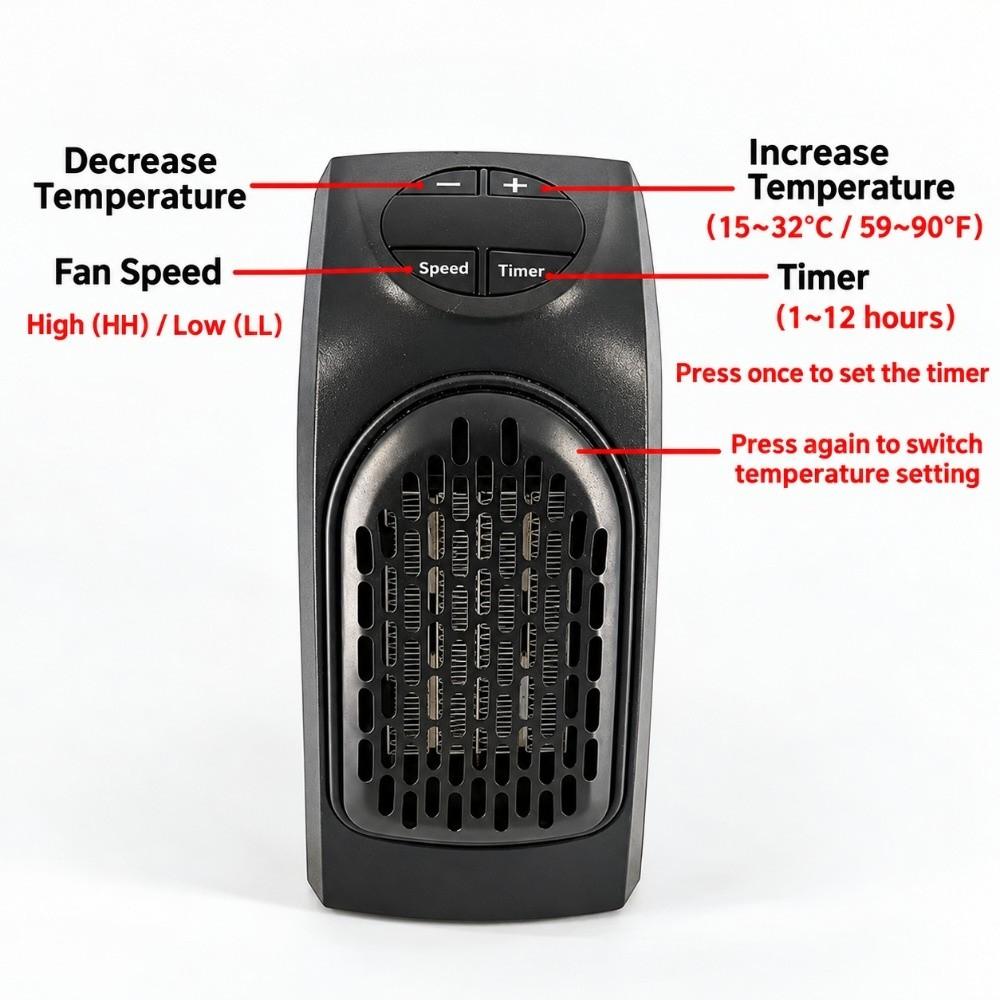 Wall Mounted Mini Plug in Heater Fast Heating Warm Blower Wall Outlet Heater Student
