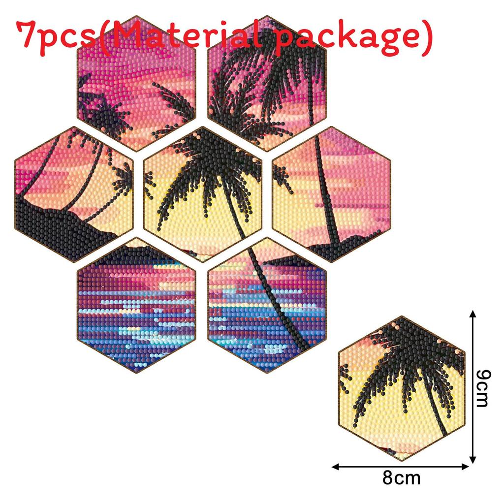 Diamond Painting Wooden Coasters Diy Landscape Art Set For Home Decor And Gift