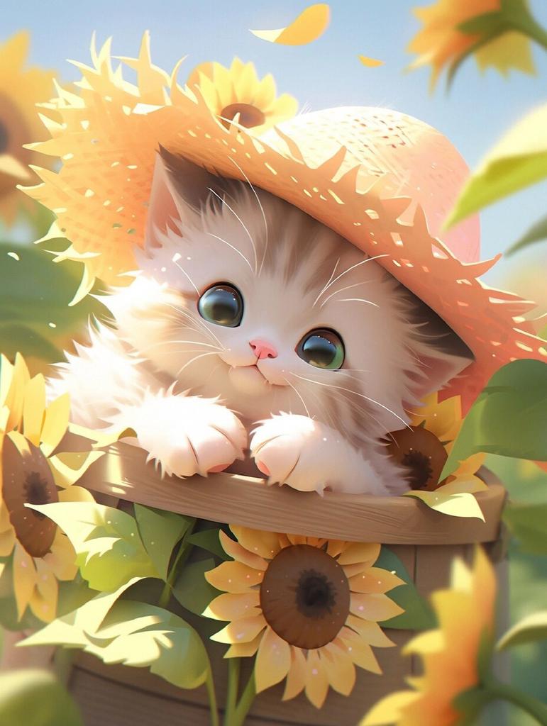 Full Diamond Embroidery Cat Animal New Collection Kits Art Diamond Painting Sunflower Mosaic Home Decoration