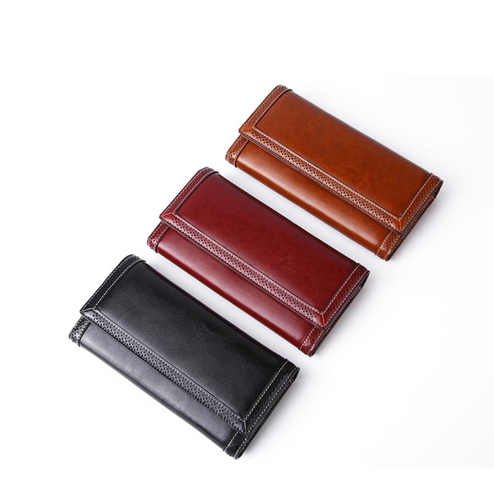 Women's Wallet Long Large Capacity Wallet Oil Wax Leather Wallet