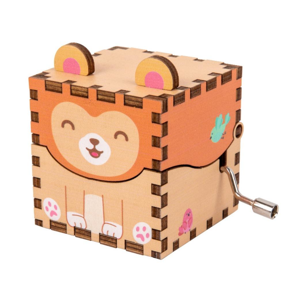 3D Wooden Music Box Puzzle Structure Cartoon Animal Music Box  Children's Toys