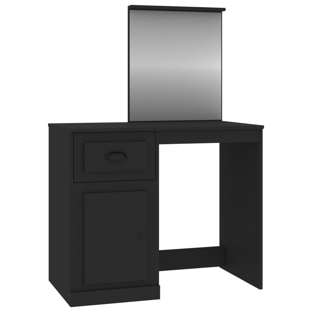 Vidaxl Toaletka Z Lustrem, Czarna, 90X50X132,5 Cm