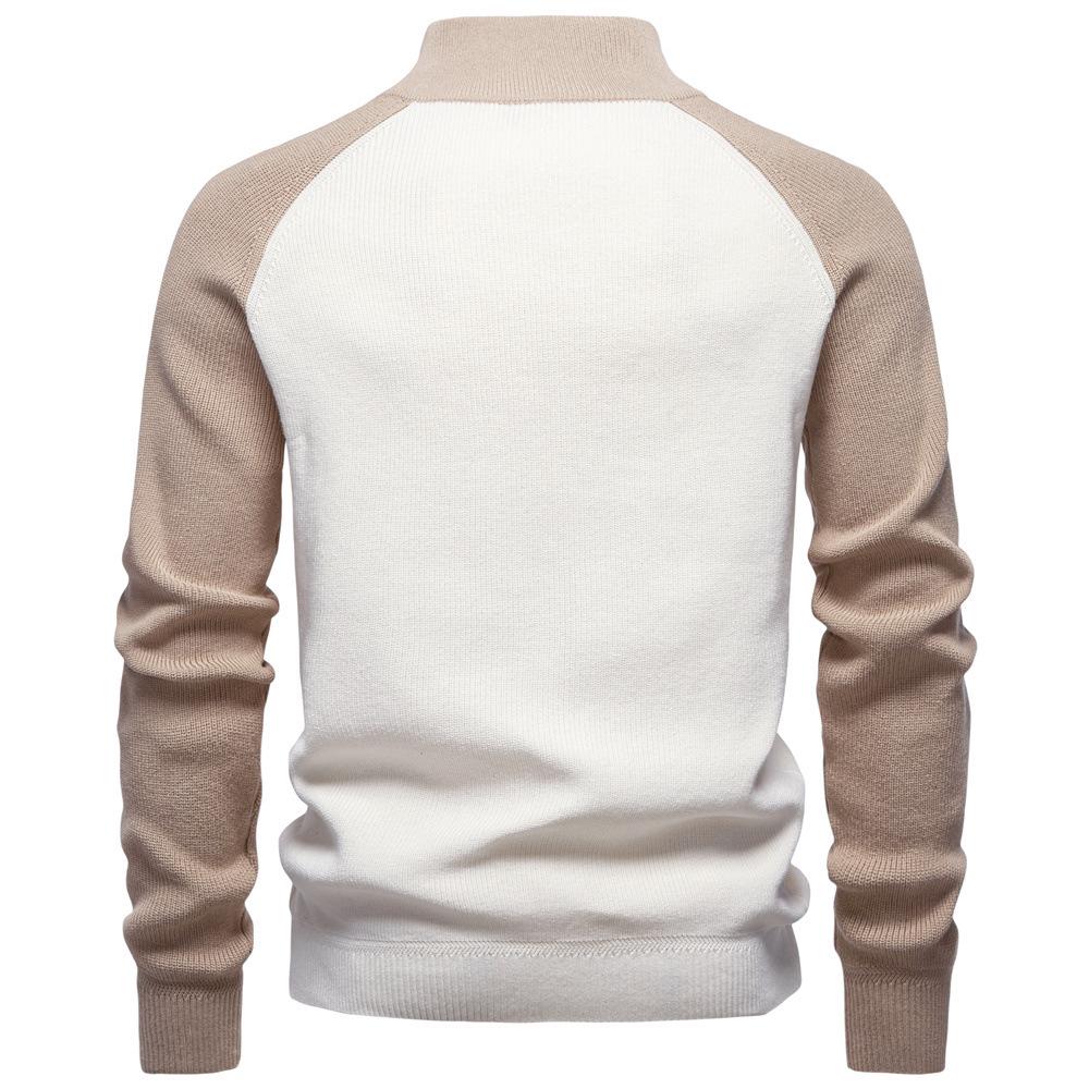 Pull Polyvalent pour Homme à Fermeture Éclair et Col Montant - Couleur Unie - Tendance Automne/Hiver à Manches Longues Style Européen