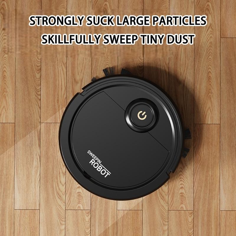 Thin Robot Cleaner with Triple Function Sweeping Scrubbing Vacuuming USB Rechargeable Battery Quiet Household Appliance