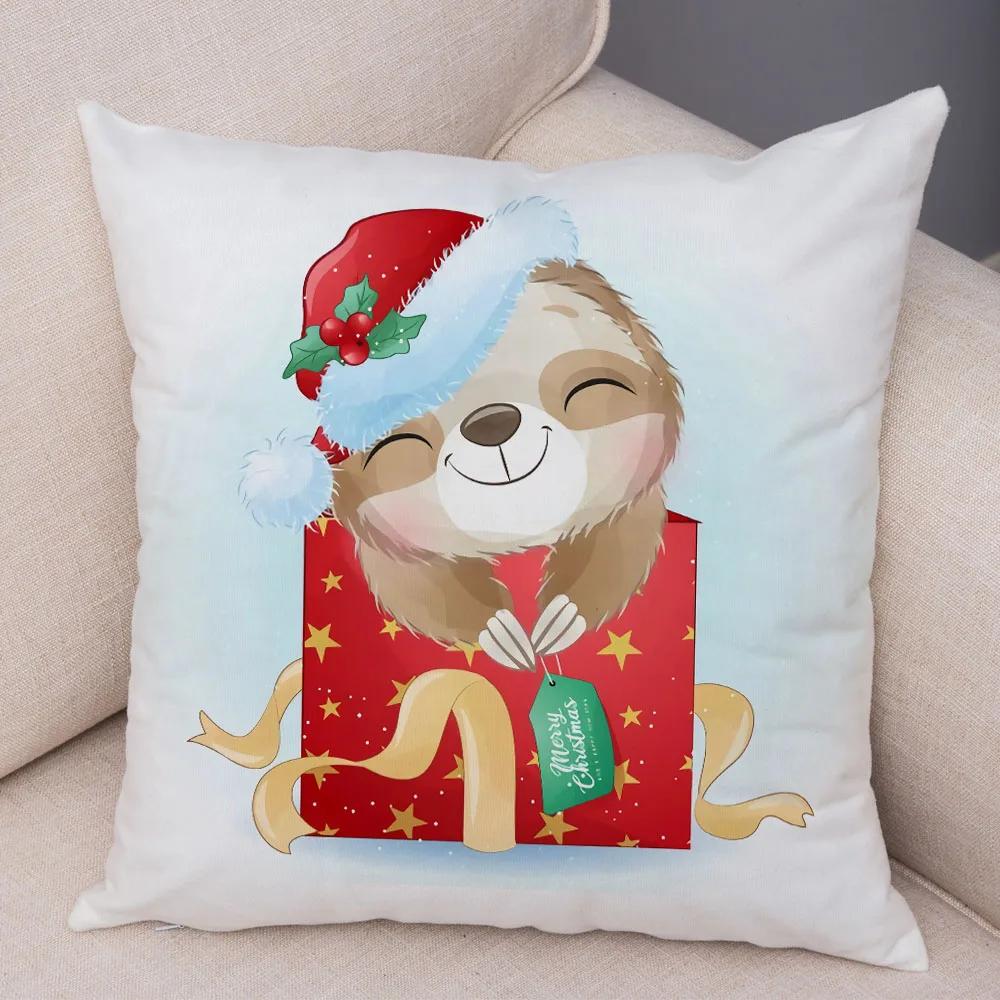 Nordic Kids Room Dog Fox Panda Cow Pillow Case Decor Cute Cartoon Animal Merry Christmas Soft Plush Cushion Cover for Sofa Home