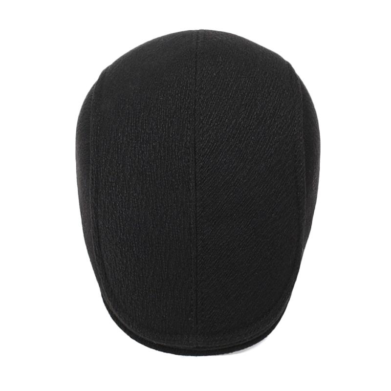 Men's Winter Middle-Aged and Elderly Warm Cotton Hat Outdoor Cold-Proof Thick Ear Protecting Cap Forward Beret