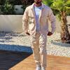 Giacca da uomo Pantaloni cargo Set con tasca Primavera Autunno Solido Tuta casual Bottone Giacca monopetto maschile Abito da 2 pezzi