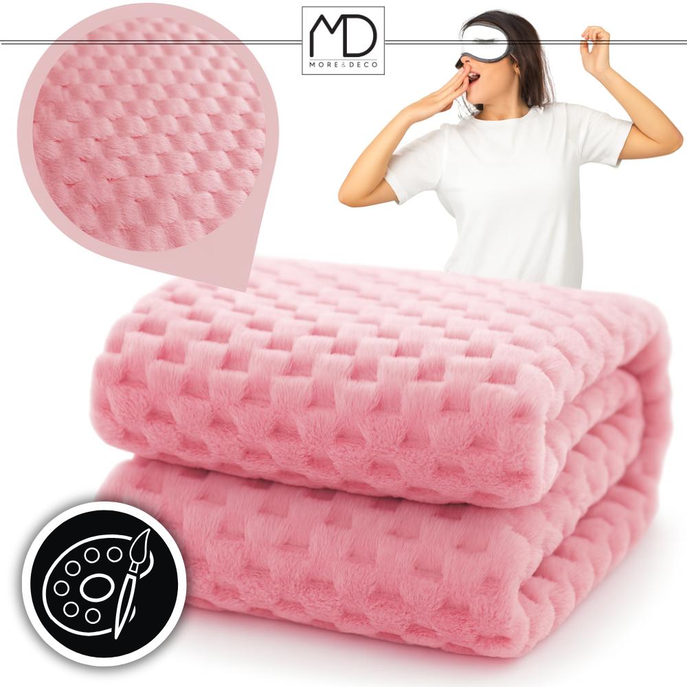Blanket bedspread squares pink embossed 160x200 cm name day gift