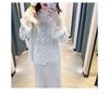 2026 Elegant Korean Style Women's Lace Mesh Top with Half-High Collar - Autumn/Winter Collection