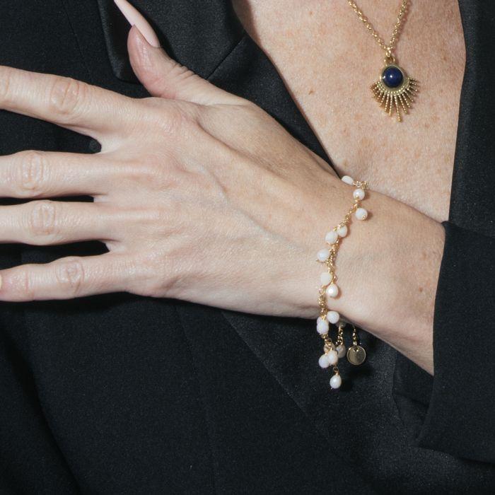 Bracelet - LUXENTER - Fyre - White Crystal - 18K Yellow Gold Finish - 16 Cm + 3 Cm